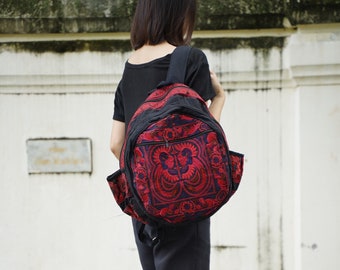 Ethnic Hobo Boho Embroidered Thai Hmong Shoulder School Backpack