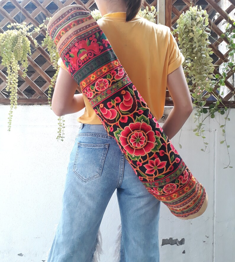 Ethnic Hobo Boho Asian Embroidered Thai Yoga Mat Carrier Bag Etsy