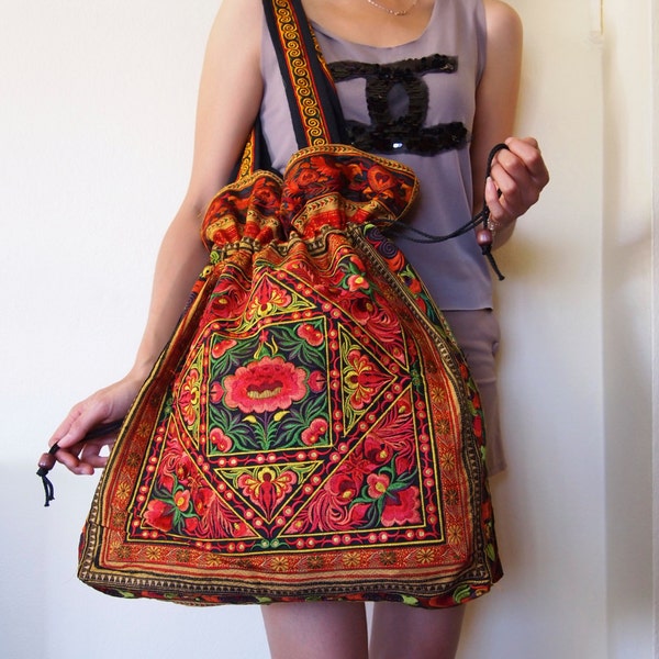 Hmong Vintage Style Unique Ethnic Thai Extra Large Oversize Tote Bag