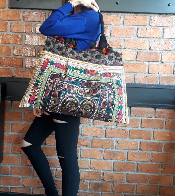 Ethnic Hobo Boho bag Asian Embroidered Thai Tote Shoulder Hmong Messenger HandBag