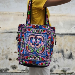 Sac fourre-tout moyen style hmong vintage style bohème ethnique thaï ethnique