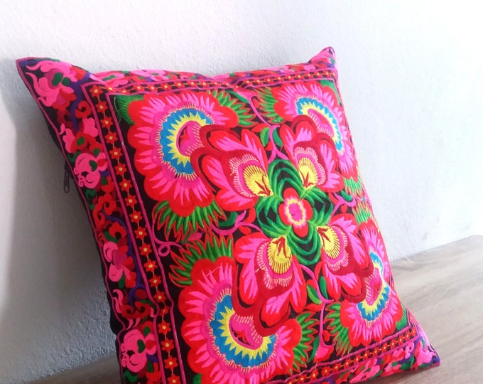 Hmong Embroidery Bird Motif Pillow Cover Pillowcases Florals Hippie Cushion Cover Home Bed
