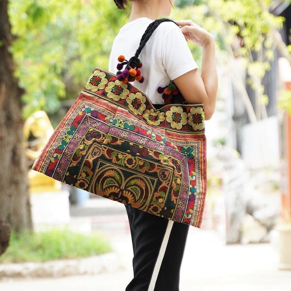 Ethnic Hobo Boho Asian Embroidered Thai Tote Shoulder Shoppers Hmong HandBag