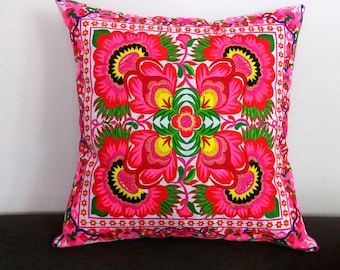 Hmong Thai Embroidered Hobo Boho Cushion Pillow Cover
