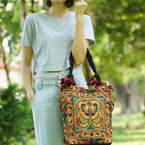 Hmong Vintage estilo étnico tailandés Boho Hobo Hippy bordado Satchel bolso de diseño