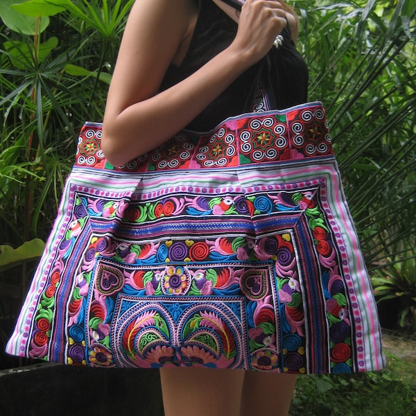 Ethnic Hobo Boho bag Hippie Asian Embroidered Thai Tote Shoulder Hmong Tote HandBag