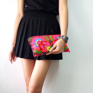 Hmong Vintage Style. Ethnic Embroidered Thai Boho Small Clutch Purse Bag image 2