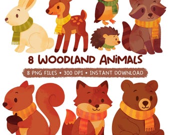Autumn Woodland Animals Clipart Bundle: Cozy Fall Forest PNG (Digital Download