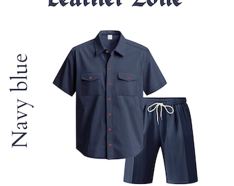 Men’s Summer Lounge Set, Casual Shirt & Shorts Two Piece Matching Outfit