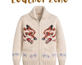 Project Hail Mary Inspired Wolf Knit Cardigan, Nordic Canadian Wool Sweater, Unisex Zip-Up Cozy Knit Winter Cardigan