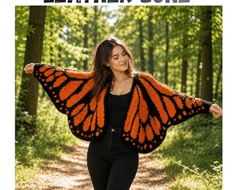 Monarch Butterfly Cardigan, Oversized Knit Sweater, Boho Cocoon Shrug, Cozy Women’s Cardigan
