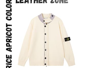 Unisex Knit Cardigan Jacket, Korean Style Streetwear Sweater, Minimalist Cotton Blend Button Up Coat, Embroidered Cardigan