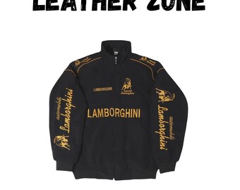 Vintage Lamborghini Racing Jacket, Y2K Embroidered Motorsport Bomber Coat