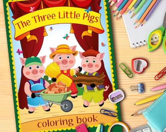 The Three Little Pigs Fairy Tale Coloring Book PDF | Russian Folk Tale | Printable| Kids Activity | Original Illustrations