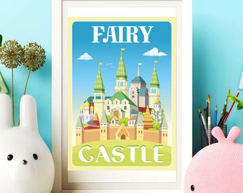 Poster – Castle – Room Decor | Fairy Tale | A3 Format | Vertical | Vector Illustration | Printable Art | Digital Download PDF | Homedecor