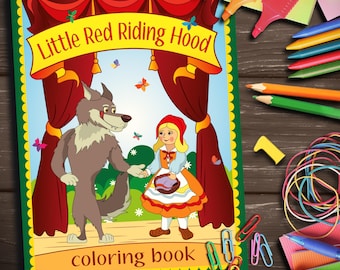 Little Red Riding Hood – Fairy Tale Coloring Book PDF | 34 pages | Classic Folk Tale | Kids Activity | Original Illustrations |Book for Kids