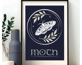 Poster – Moth – Room Decor | Lines and Harmony| A3 Format| Vertical | Vector Illustration | Printable Art | Digital Download PDF | Homedecor