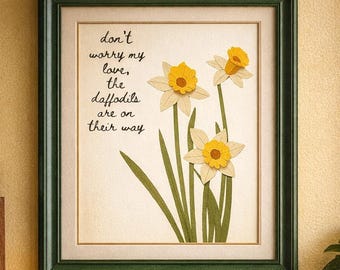 Lámina de pared de narcisos primaverales / Lámina de flores botánicas / Decoración floral estilo cottagecore