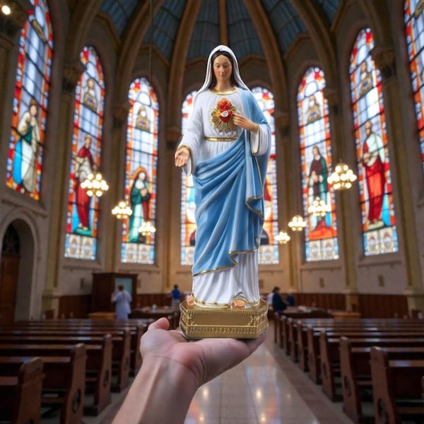 Virgin Mary Statue – Sacred Heart Madonna, Catholic Decor (20.5cm)