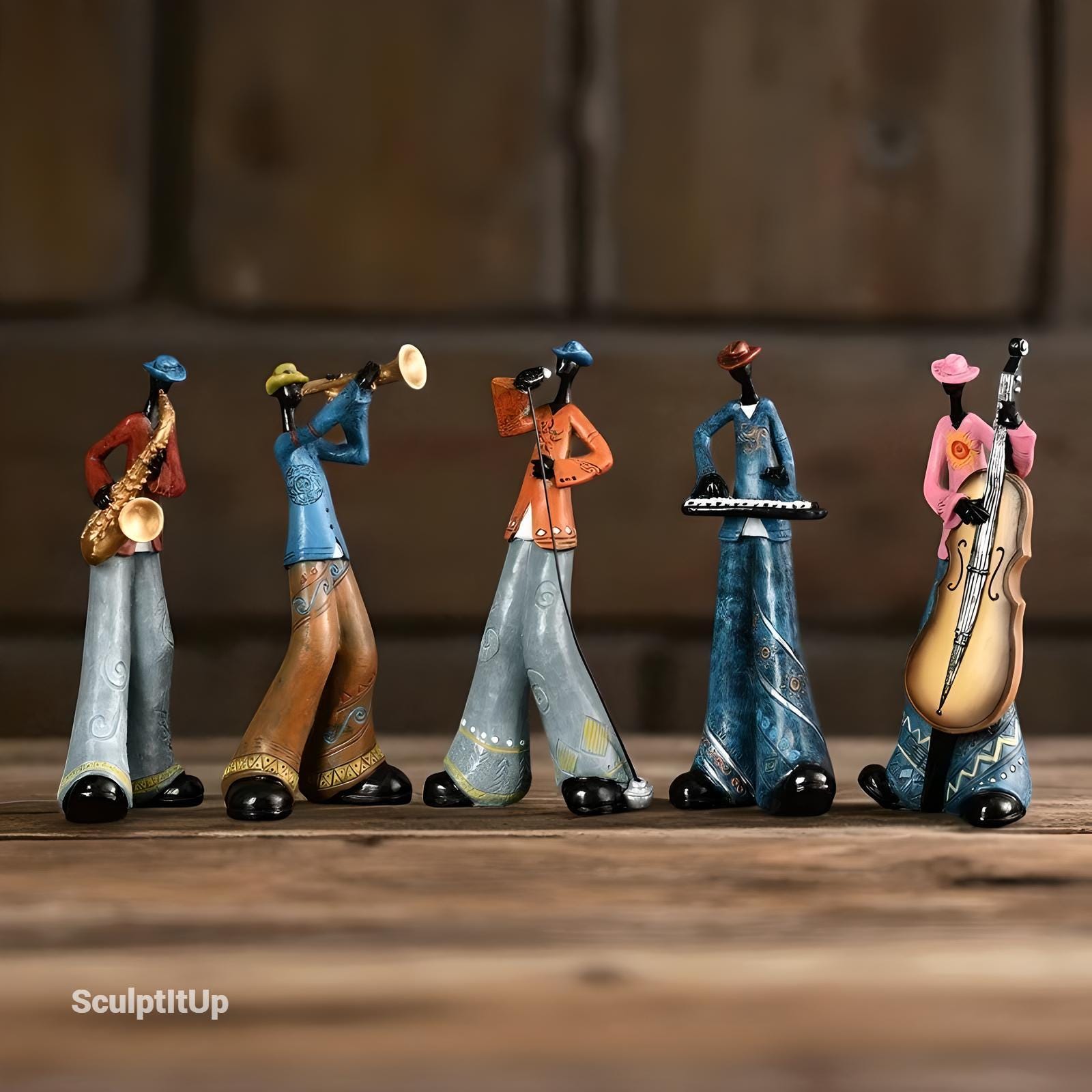 ジャズセット ミニボトル バンド 楽器 音楽 置物 オブジェ ケース