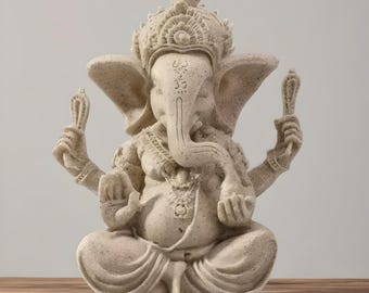Resin Lord Ganesha Statue: Hindu Elephant God Idol, Home Decor