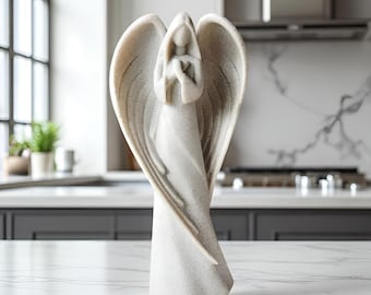 Elegante escultura de ángel en resina / Decoración minimalista para el hogar (23 cm)