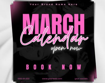 March Booking Flyer: Hair, Lashes, Nails MUA - Canva Template