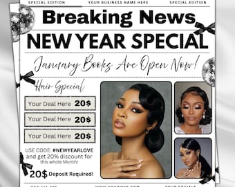 Boekingsflyer schoonheidssalon nieuwjaar | Sjabloon januari (bewerkbaar canvas)