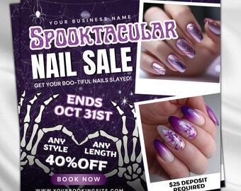 Halloween Beauty Buchungsflyer - Canva bearbeitbare Vorlage, sofortiger digitaler Download