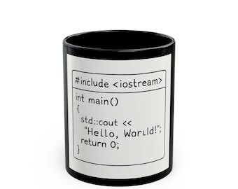 Coder Coffee Mug, Black Ceramic Cup, Programming Gift