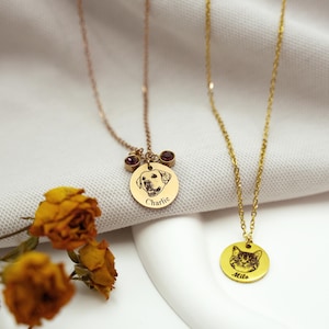 Personalisierte Halskette mit Gravur, Haustier-Denkmal Schmuck, Geschenk für Hunde-Mama-Halskette mit Foto-Pet Foto Geschenke für Freund