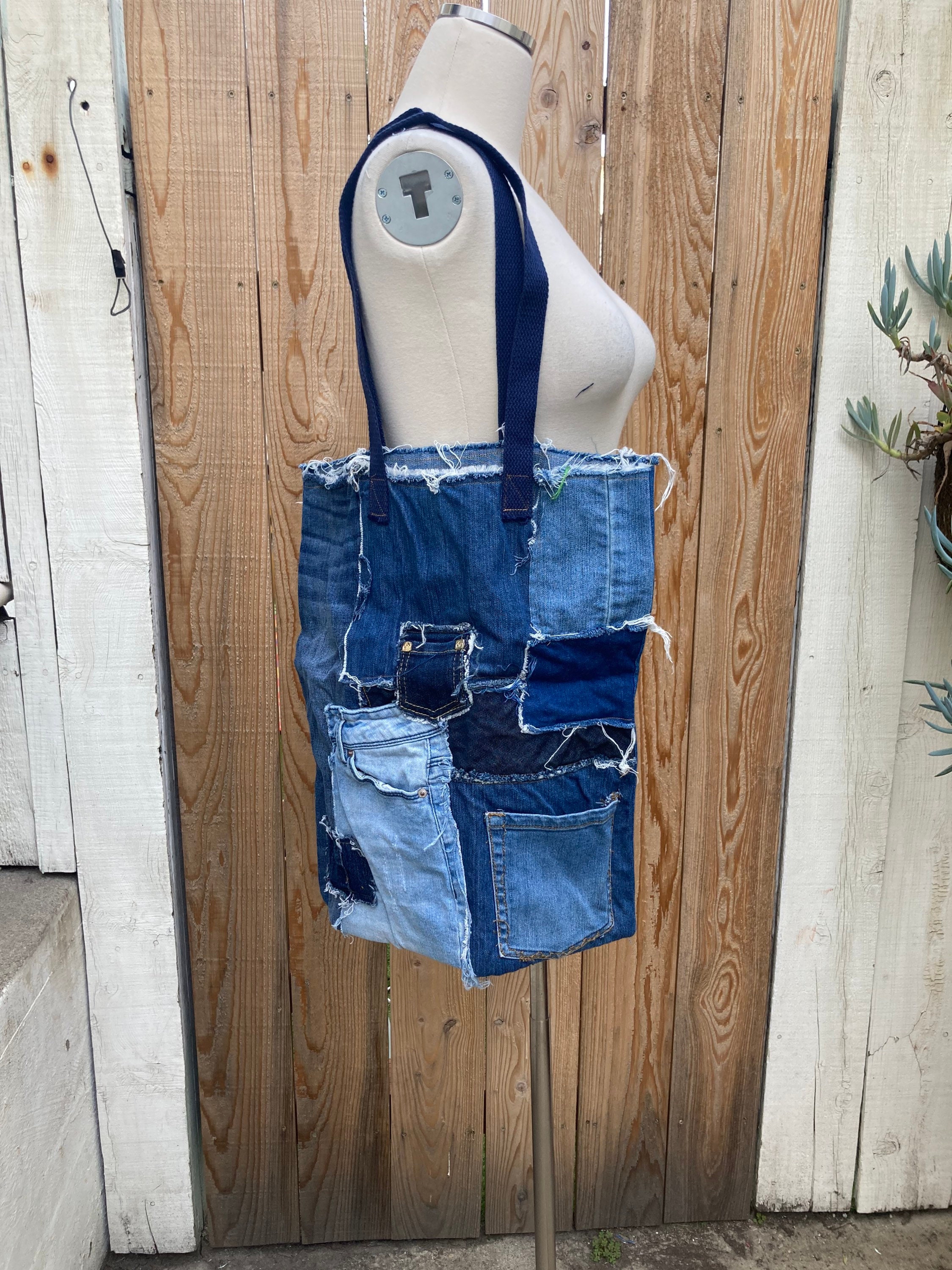 RRL 　 Indigo Striped Patchwork Tote RRL Naval Patchwork Striped Denim Tote Bag for Men | MR PORTER