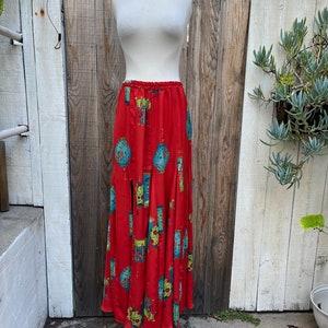 Recycled silk long lantern skirt with insets and high front side slit SZ M/L