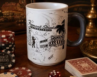 Vintage Las Vegas Mug | Fremont Street Experience | Downtown Casino Souvenir | Binion’s Four Queens Hotel Cup