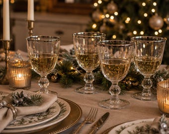 Vintage Silver Rim Wine Glasses Set of 4 | Elegant Stemware Collection | Classic Entertaining Barware | Retro Dining Decor