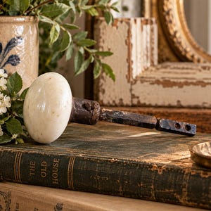 Antique Milk Glass Door Knob | White Architectural Hardware | 1920s Salvage | Porcelain Style Handle