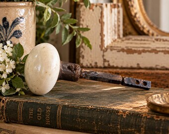 Antique Milk Glass Door Knob | White Architectural Hardware | 1920s Salvage | Porcelain Style Handle