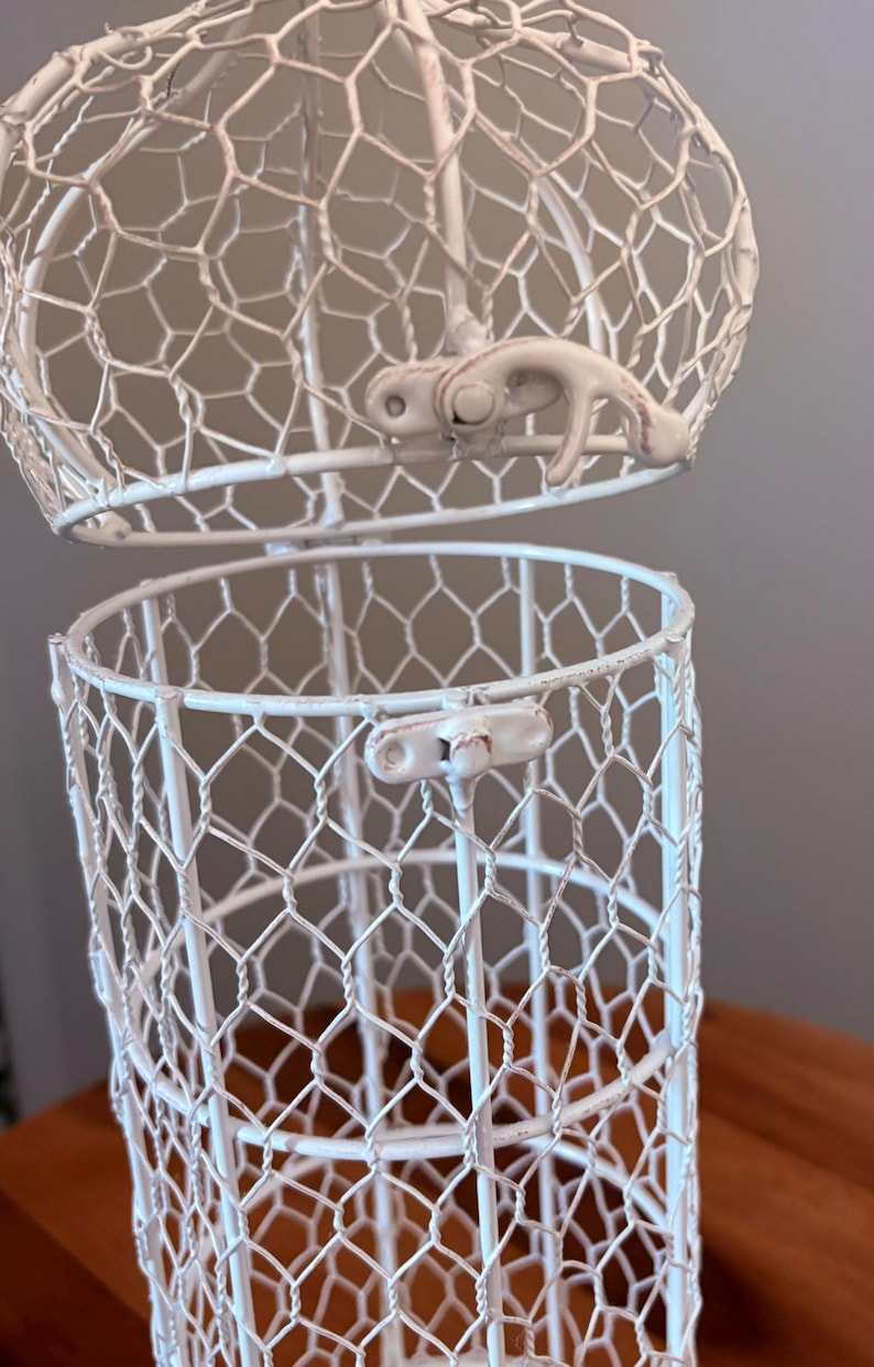 White Wire Bird Cage Decor | Shabby Chic Accent | Farmhouse Cottage ...
