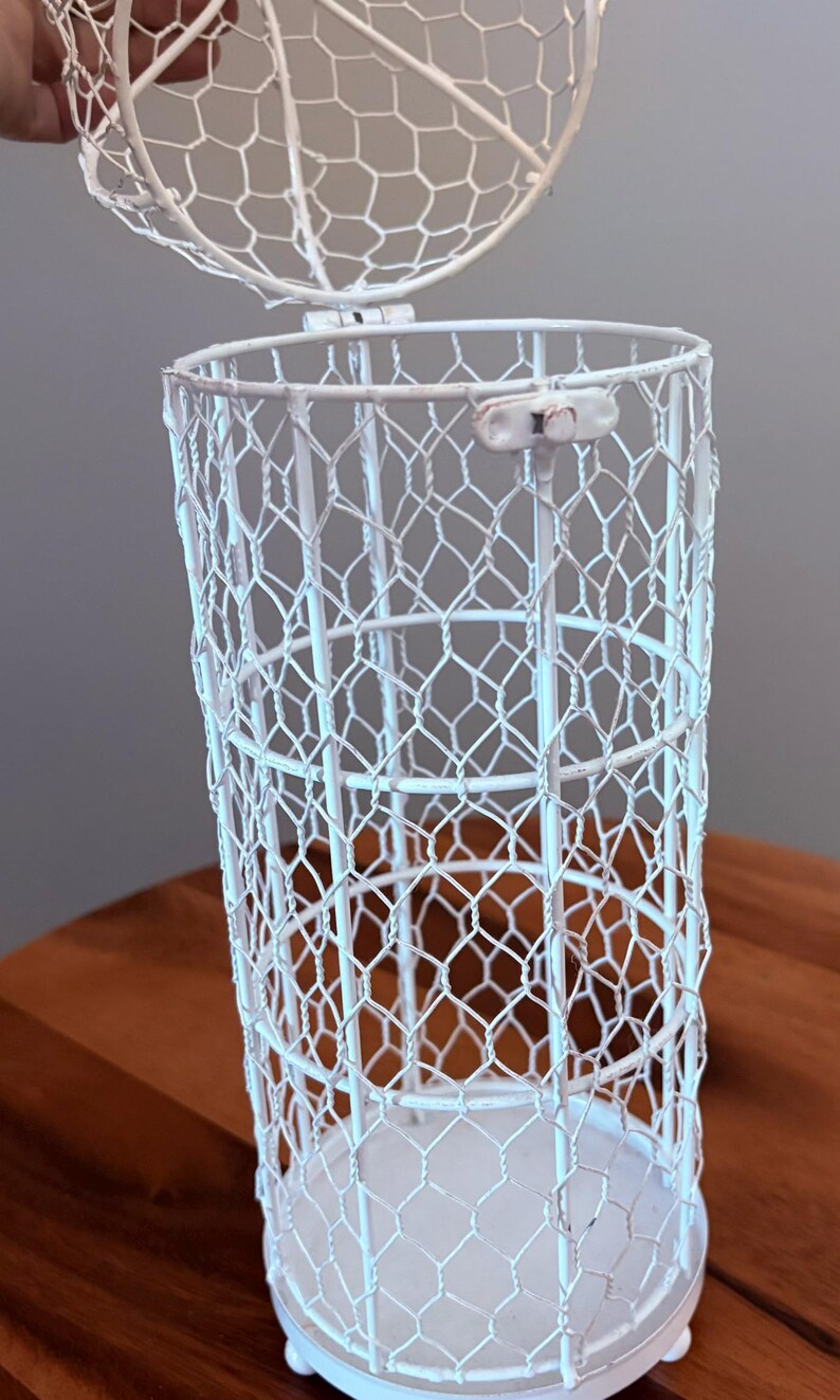 White Wire Bird Cage Decor | Shabby Chic Accent | Farmhouse Cottage ...
