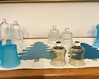Vintage Glass Votive Cup Lot I Home Interiors Peg Candle Holders I Diamond Point Quilted Crystal Blue I Replacement Sconce Glass