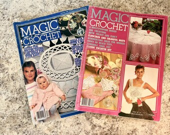 Vintage Magic Crochet Magazines 1984 | Lot of 2 Issues No 30 & 33 | Filet Crochet Patterns | Home Decor Doilies | Retro Craft Instruction