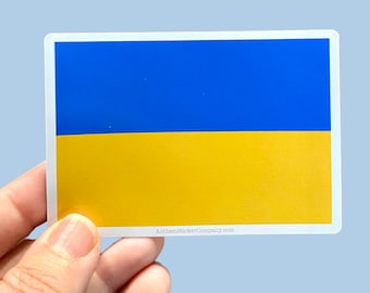 Ukraine flag, support Ukraine, with proceeds towards Ukraine Crisis Relief Fund by Global Giving,  waterproof vinyl sticker
