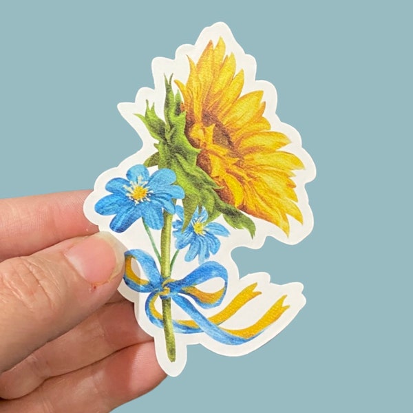 watercolor Ukraine sunflower vinyl sticker (proceeds donated to Ukraine Crisis Relief Fund by Global Giving)