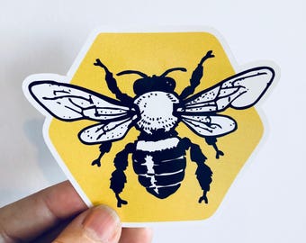 honeycomb bee vinyl sticker