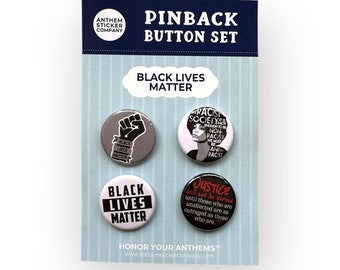 BLM black lives matter | 4 piece pin back button set