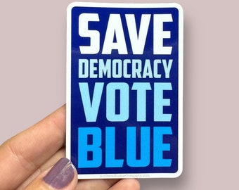 Save democracy vote blue vinyl sticker
