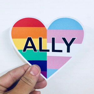 Aliado igualdad LBGTQ+ pegatina de vinilo corazón