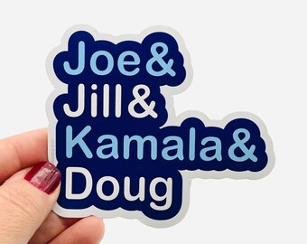 Joe, Jill, Kamala, and Doug vinyl sticker