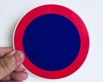Blue dot surrounded by red democrat anti-trump bumper sticker, laptop decal