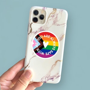 you are always safe with me phone, e-reader, or water bottle sized waterproof vinyl sticker